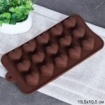 Форма для льда силикон 21*10,3*1,7см сердце 15 ячеек HL-189