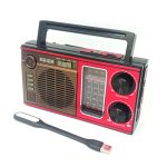 Приемник M-538BT-S 3 band FM/AM/SW USB TF аккум 18650, шнур TYPE-C, фонарь, солнечная батарея