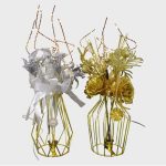 Светильник настольный напольный LED ваза металлическая с букетом