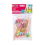 Пики декоративные из бамбука Сердца перламутровые 120мм (50шт/уп) (1/25) 491-056