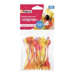 Пики декоративные пластиковые Сердечко 85мм (35шт/уп) (1/100) 401-764