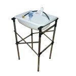 Раковина садовая пластиковая 47*37см БЕЛАЯ Комплект с краном, сливом и опорой (1/35)