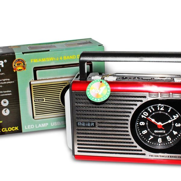 Приемник MEIER M-U41/40 AM/FM/SW USB,SD,AUX,фонарь,часы. Питание:аккум+2*R20+220V (1/30)