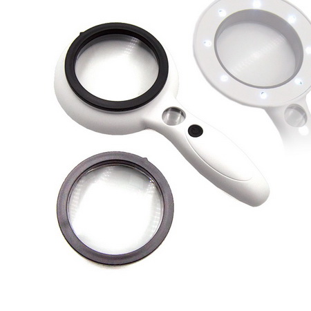 Лупа увеличительная с подсветкой ручная 2 линзы 2,5х и 5х и12х d75мм 6902-8 3*AAA Лупа увеличительная с подсветкой ручная 2 линзы 2,5х и 5х и12х d75мм 6902-8 3*AAA