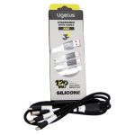 Кабель 3в1 MicroUSB + IPhone Lightning + Type-C 1,2м, X-83 черный силиконовый, в коробке