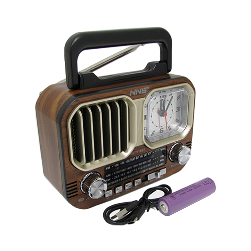 Приемник NS-7116BT FM/AM/SW USB, TF, аккум.18650, шнур TYPE-C, с часами, Bluetooth