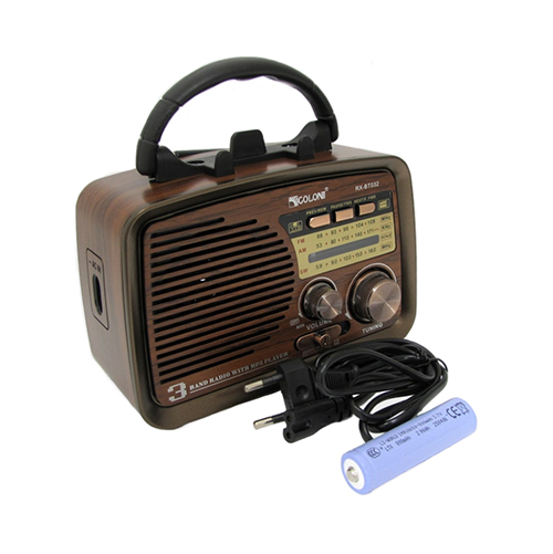 Приемник RX-BT032 3 band FM/AM/SW1-2 TF, USB, акк.18650, сетев. шнур, Bluetooth