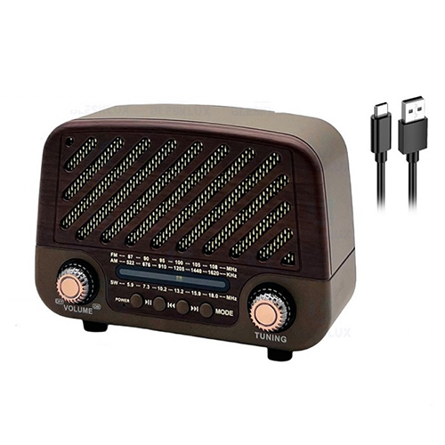 Приемник MD-1302BT 3 band FM/AM/SW аккум 18650 шнур TYPE-C USB TF Bluetooth