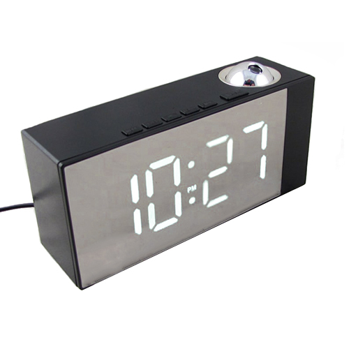 Часы-будильник электронные NA-6819 белые цифры, проекционные