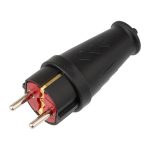 Вилка влагозащищенная прямая COMPACT, с/з, 16А, IP44 каучук, черная REXANT