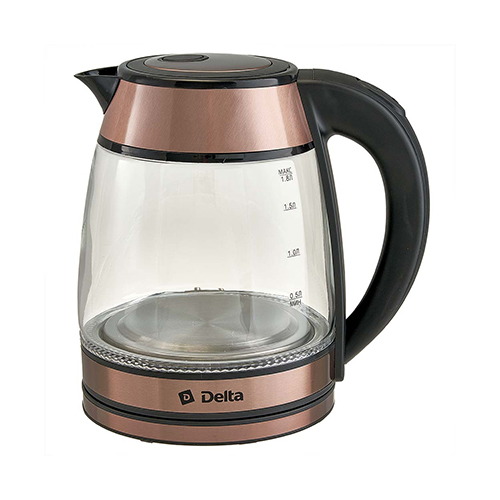 Чайник эл. DELTA DL-1120 1,8л, 1500Вт, медный, стекло (1/12)