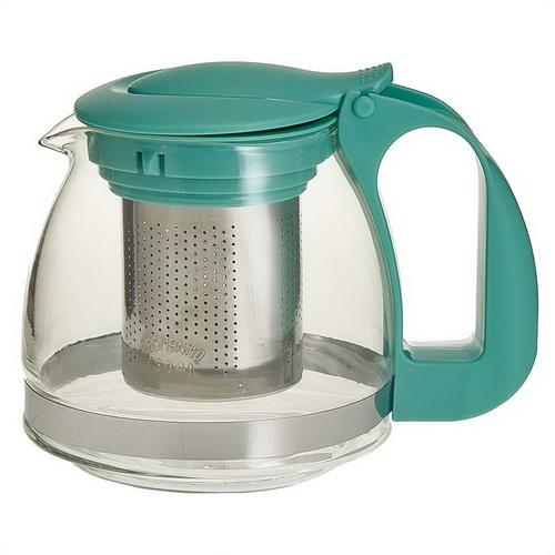 Чайник заварочный ALPENKOK AK-5530 700мл, с фильтром. стекло/пластик бирюзовый (1/12)