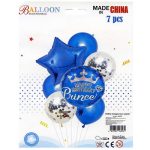 Набор воздушных шаров 7шт голубой (2 фольгированные, 5 латекс) NA2586