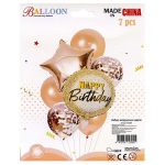 Набор воздушных шаров 7шт розовая пудра (2 фольгированные, 5 латекс) NA2588