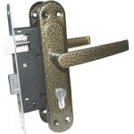 Замок врезной с защелкой и ручками ЗВ-4 цилиндр, бронза (10)