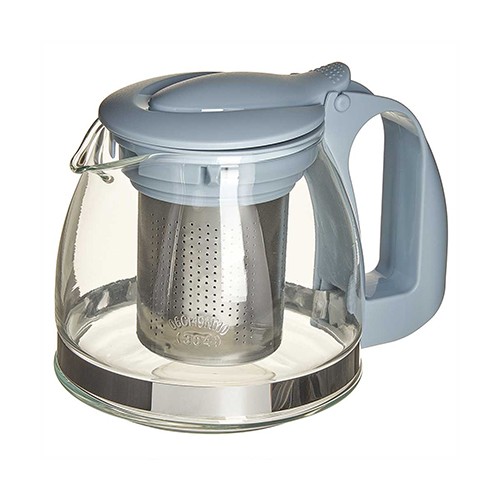 Чайник заварочный ALPENKOK AK-5536 700мл, с фильтром, стекло/голубой (1/12)