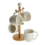 Набор из 4 кружек на  бамбуковой подставке ALPENKOK AK1-0037 SCANDI (1/10)