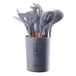 Набор кухонных принадлежностей на подставке ALPENKOK AK-5280 12пр. силикон, серый (1/16)