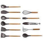 Набор кухонных принадлежностей на подставке ALPENKOK AK-5284 12пр. силикон, бежево-коричневый (1/16)