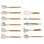 Набор кухонных принадлежностей на подставке ALPENKOK AK-5285 12пр. силикон, молочный (1/16)