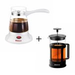 Комплект_№17 Турка эл. SAKURA  SA-6120W  стекл+Френч-пресс SAKURA SA-FP03-350, 350 мл