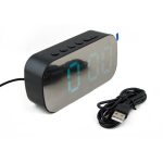 Часы-будильник электронные DS-6637 черный корпус, зеленые цифры