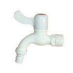 Кран 3/4"  водоразборный пластик, без гайки, ручка-флаг со штуцером (1/50)