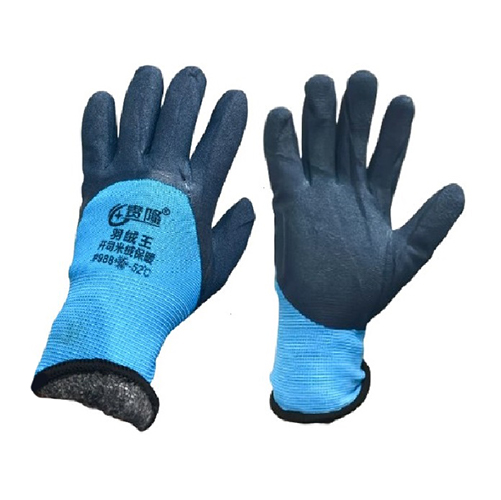 Перчатки утепленные акрил -52°С синие с синим вспененным латексом #988/306 (10/400)
