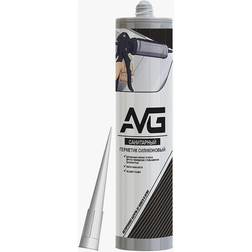 Герметик 280мл силиконовый Санитарный БЕЛЫЙ AVG (24)