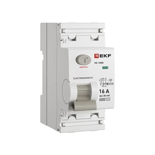 Выключатель дифференциального тока ВД-100N 2P 16А 30мА тип AC эл-мех 6кА PROXIMA EKF