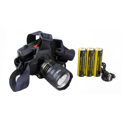 Фонарь налобный аккум LED HT-232-GT100 1 ярк., 3 акк.+ microUSB, zoom