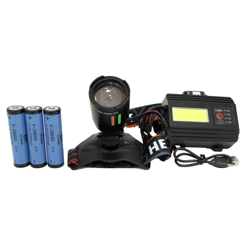 Фонарь налобный аккум LED HT-T66D-PM20 1 LED, 3 аккум, шнур TYPE-C, zoom