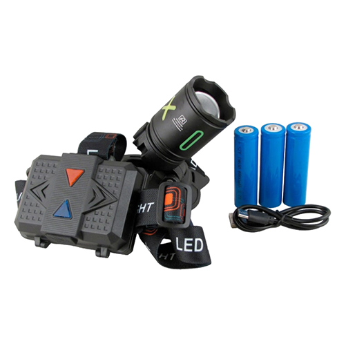 Фонарь налобный аккум LED RK-CT012-3P-TG 1ярк+мигалка кр/син 3 акк., шнур TYPE-C zoom