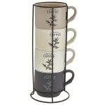 Набор кружек NATURAL COFFEE Ф11-054L/4 4 предмета 350мл на подставке (1/12)