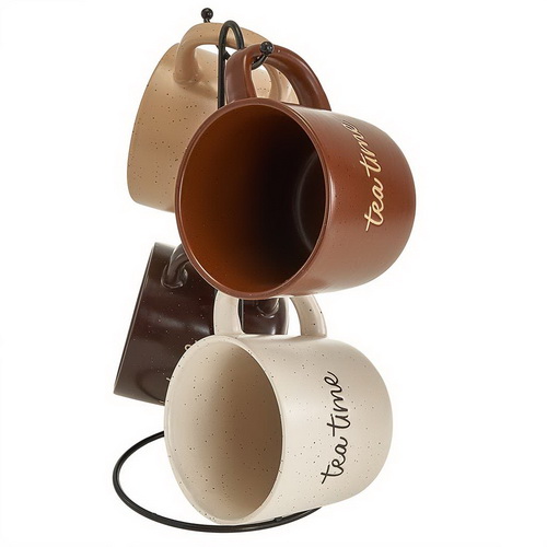 Набор кружек TEA TIME Ф11-064L/4 4 предмета 450мл на металлической подставке (1/8)