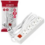 Удлинитель бытовой 4 с/з  3м с выкл ПВС 2200Вт СОЮЗ