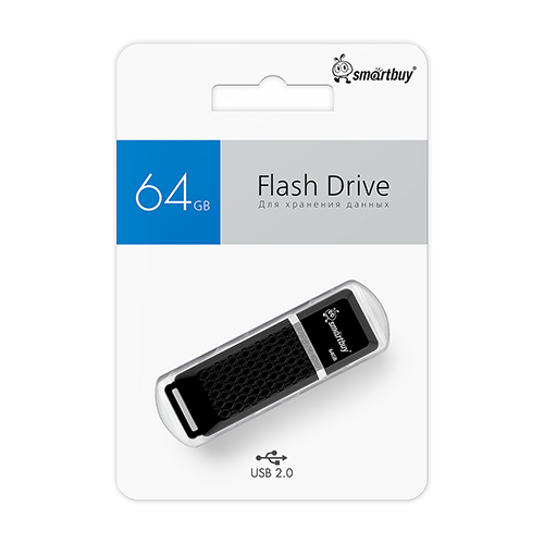 Флеш-драйв 64Gb Quartz USB 2.0 series Black Smartbuy
