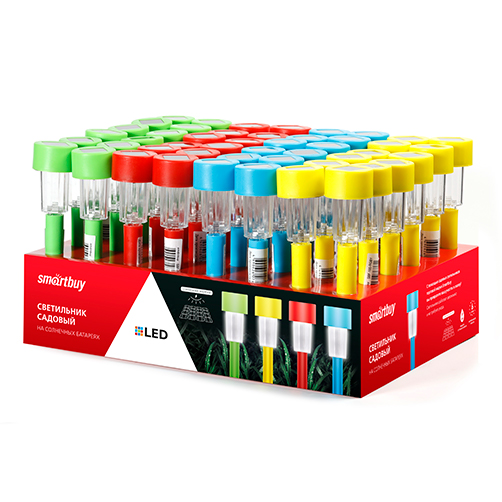 Садовый светильник Smartbuy на солнечной батарее, пластик, цветной 31см (48)