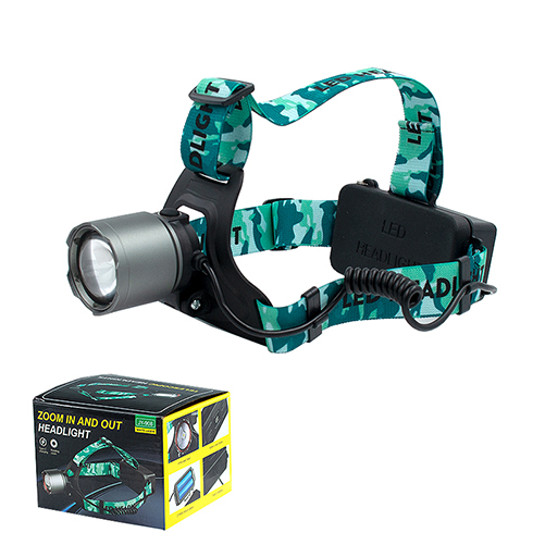 Фонарь налобный аккум LED JY-908-1 мощный 3000м шкала /сталь (1/60)