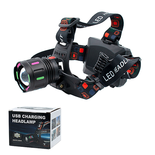 Фонарь налобный аккум LED X-8087D физюляж мощный 3000м аккумуляторы 3*18650, сталь (1/60)