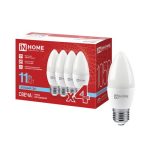 Лампа LED свеча 11Вт E-27 6500К 220V 1050Лм СВЕЧА-VC IN HOME 4PACK (4шт/уп) (1/25)