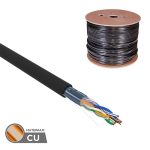 Кабель витая пара F/UTP, CAT 5e, PE, 4PR, 24AWG, OUTDOOR, SOLID, черный, 305м PROconnect