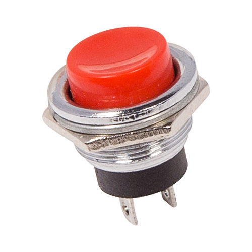 Выключатель-кнопка 250V 2А (2с) ON-OFF металическая, красная RWD-306 REXANT