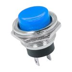 Выключатель-кнопка 250V 2А (2с) ON-OFF металическая, синяя RWD-306 REXANT