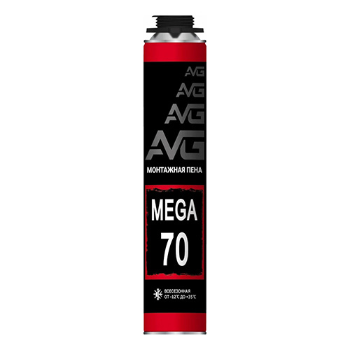 Пена монтажная профессиональная 850мл/920гр всесезонная AVG MEGA 70 (1/12)