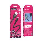 Кабель для зарядки и передачи данных S33 Type-C черный 5А, 1м, Smartbuy