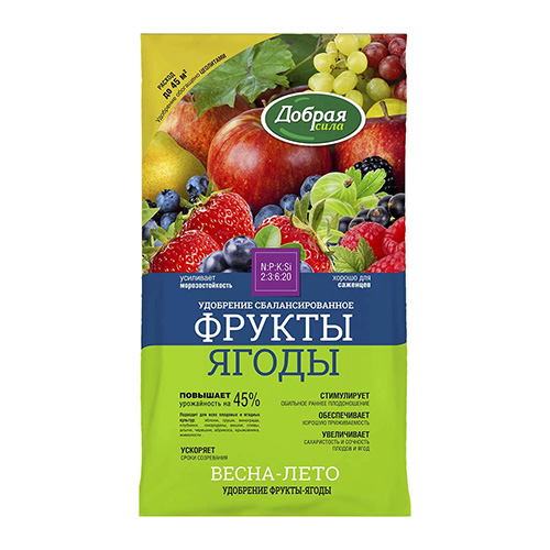 Удобрение фрукты, ягоды 0,9кг Добрая сила открытый грунт (1/12)