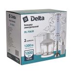 Блендер DELTA DL-7062B 1200Вт, погружной, рег ск, стакан, венчик, измельчитель, белый (1/12)