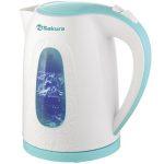 Чайник эл. SAKURA SA-2345WBL 2л, 1850-2200Вт, диск, пластик, LED подсвет. белый/морская волна (1/12)