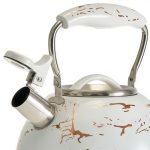Чайник для плит со свистком ALPENKOK АК-550 3л нерж, индукционное дно, белый с золотом (1/12)
